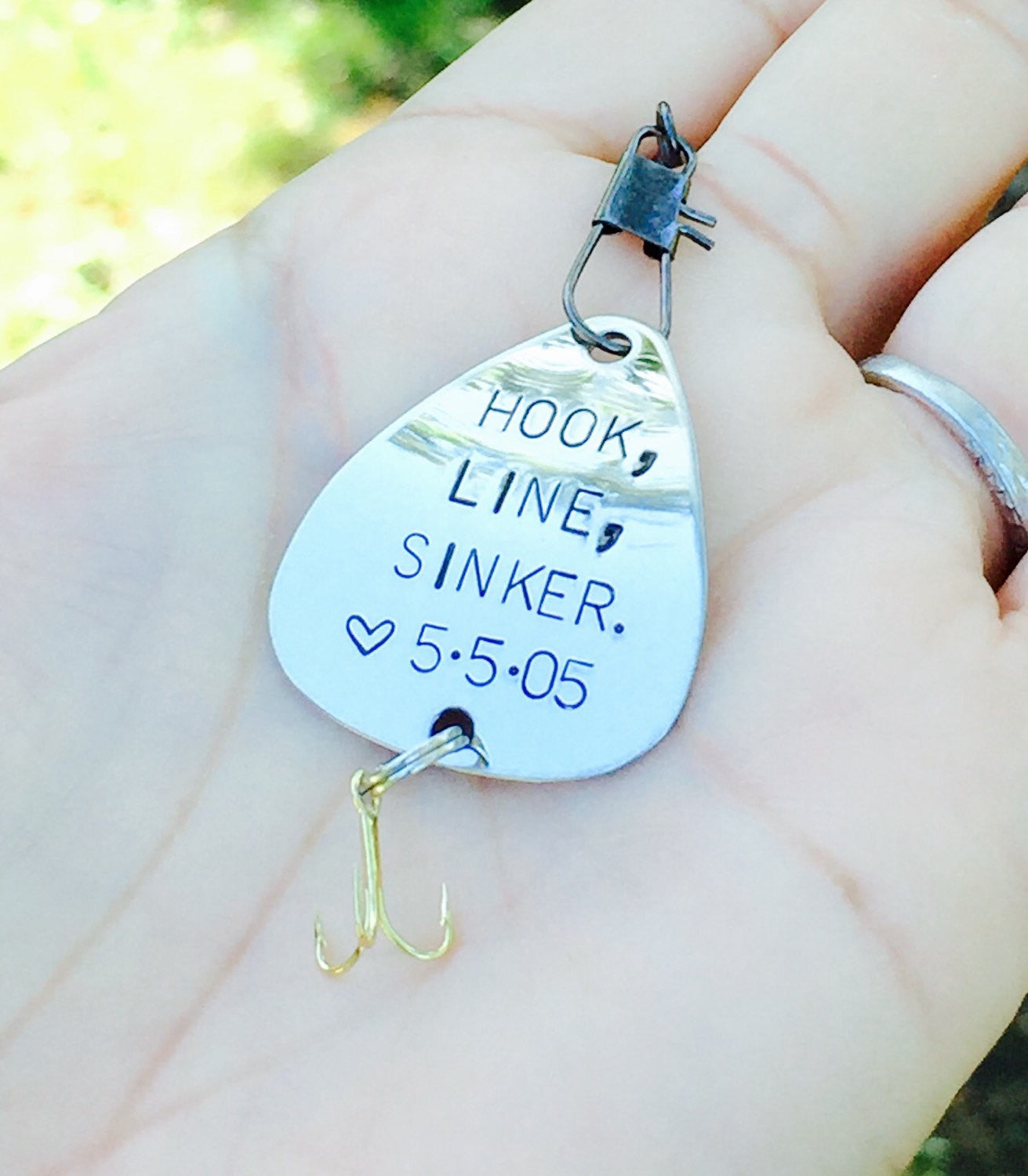 fish lure necklace Hook Line and Sinker Fishing Lure, Personalized alumunim
