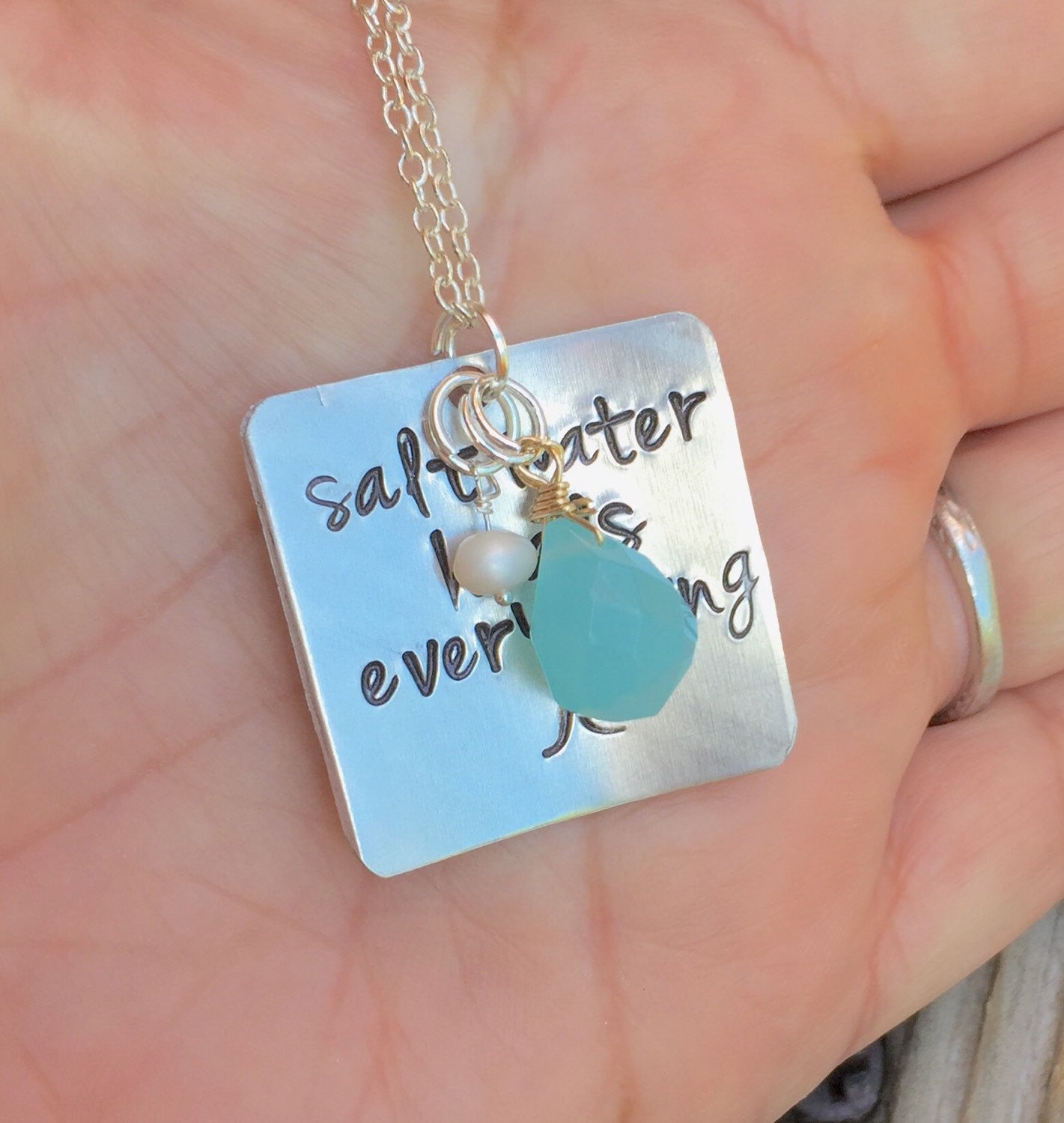 Salt Water Heals Everything Necklace, Natashaaloha - Natashaaloha, jewelry, bracelets, necklace, keychains, fishing lures, gifts for men, charms, personalized,