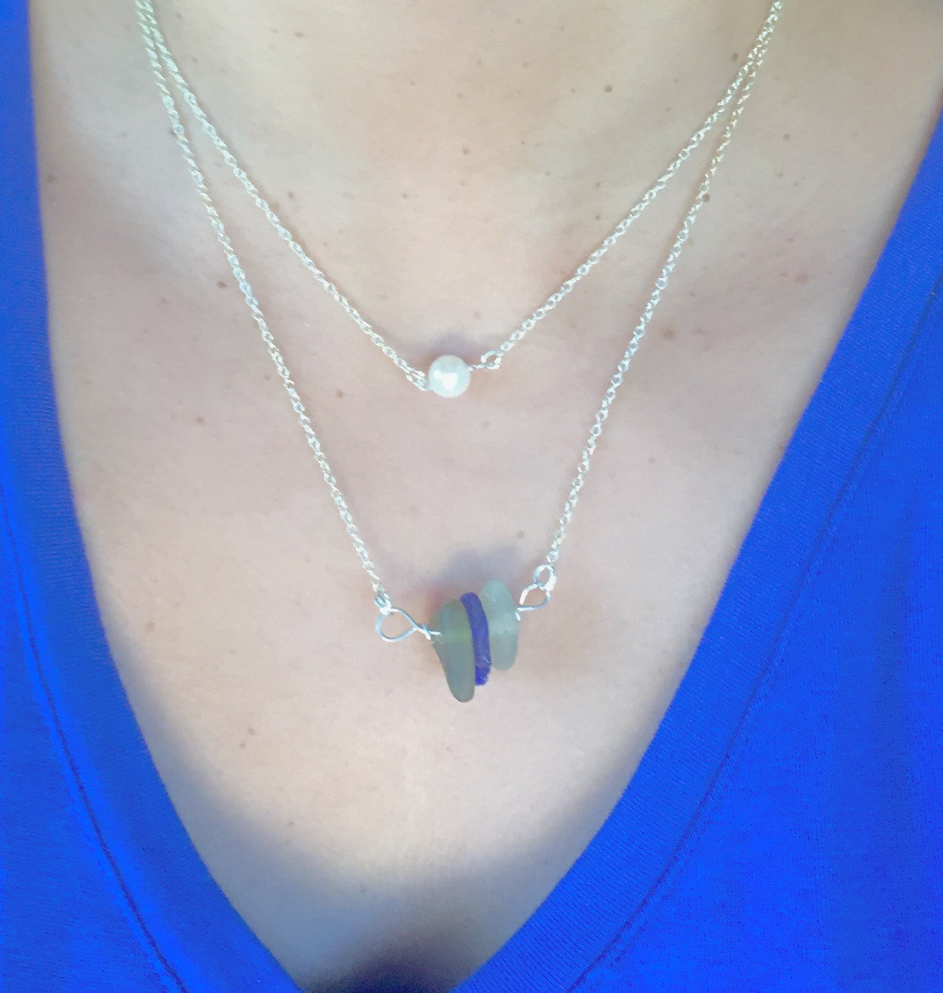 Sea Glass Necklace, Pearl Necklace, Hawaiian Jewelry, Natashaaloha - Natashaaloha, jewelry, bracelets, necklace, keychains, fishing lures, gifts for men, charms, personalized,