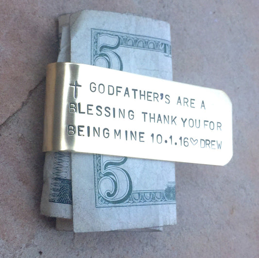 Godfather Money Clip, Personalized - Natashaaloha, jewelry, bracelets, necklace, keychains, fishing lures, gifts for men, charms, personalized,