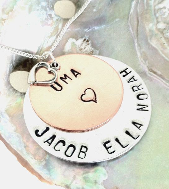 Personalized Hand Stamped Necklace, Mother Necklace, Grandma Necklace, Gifts for Mom, Personalized Necklace, natashaaloha - Natashaaloha, jewelry, bracelets, necklace, keychains, fishing lures, gifts for men, charms, personalized,