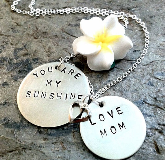 You Are My Sunshine Mother Daughter Necklace - Natashaaloha, jewelry, bracelets, necklace, keychains, fishing lures, gifts for men, charms, personalized,