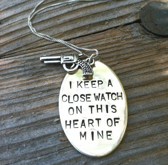 Mother's Day Necklace, i keep a close watch on this heart of mine, johnny cash necklace, johnny cash, necklace, Mothers Day, keep a close - Natashaaloha, jewelry, bracelets, necklace, keychains, fishing lures, gifts for men, charms, personalized,