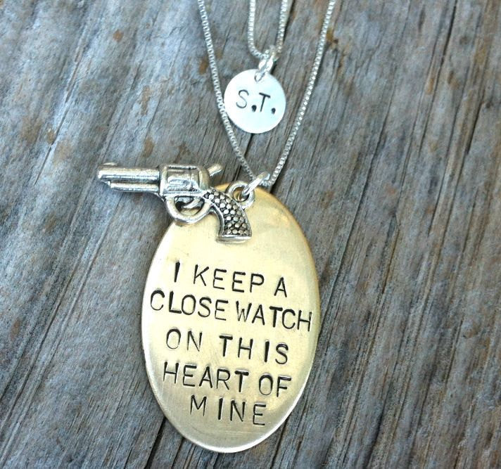 Johnny Cash Jewelry, Valentine Gift, Johnny Cash Necklace, I Keep A Close Watch, Double Layered Necklace, Personalized, Mothers Day Gifts - Natashaaloha, jewelry, bracelets, necklace, keychains, fishing lures, gifts for men, charms, personalized,