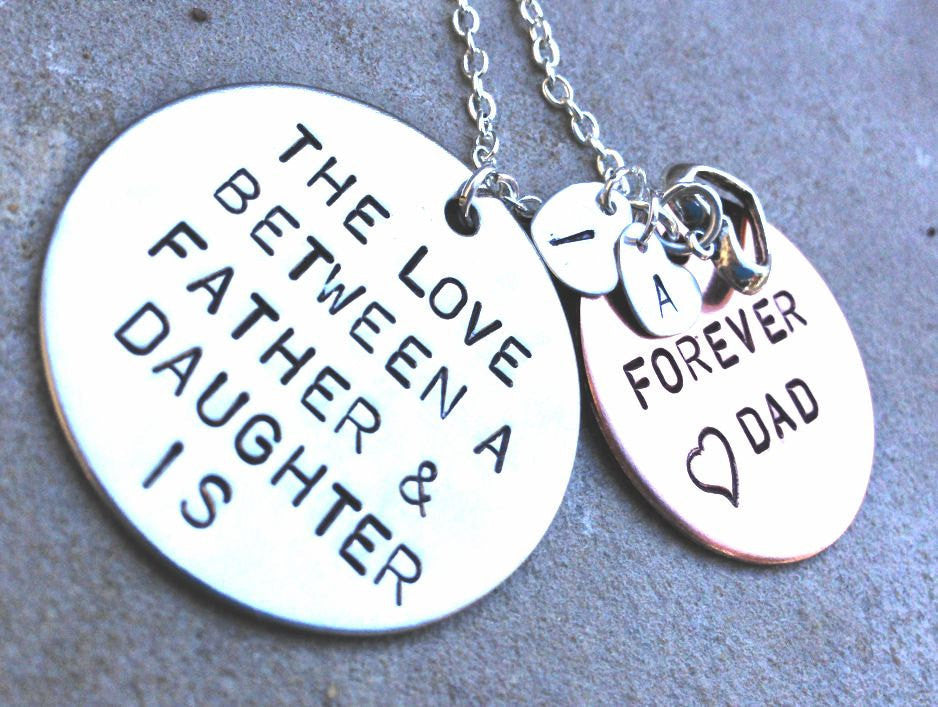 The Love Between A Father and Daughter is Forever, Daughter Gift, Father Daughter Necklace, Personalized from dad, Custom Father Daught - Natashaaloha, jewelry, bracelets, necklace, keychains, fishing lures, gifts for men, charms, personalized,