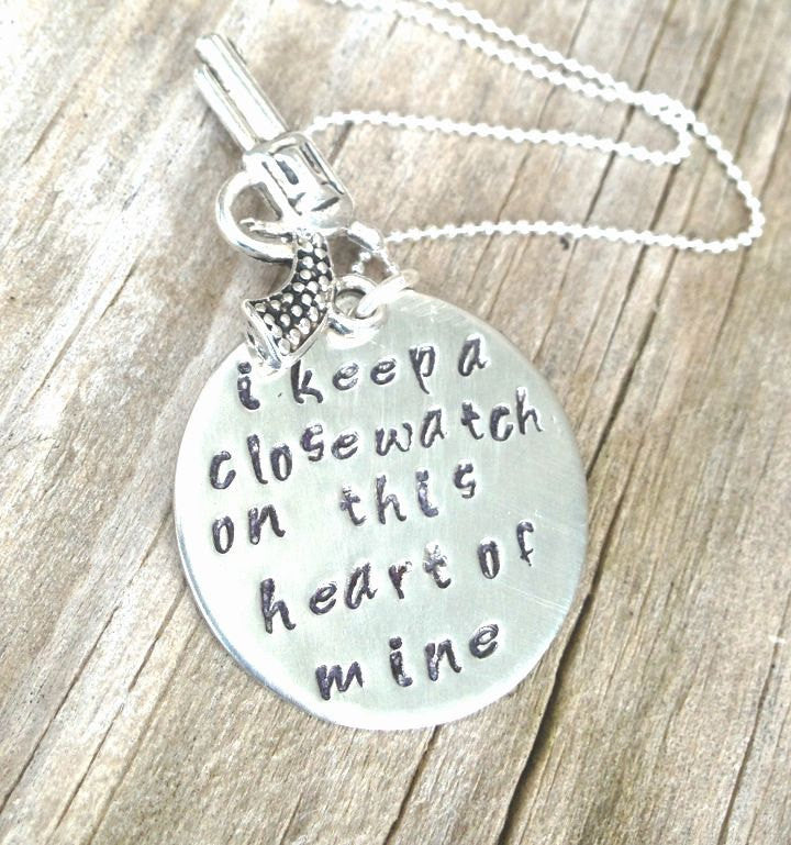 johnny cash necklace, i keep a close watch on this heart of mine, Johnny Cash Necklace, hand stamped necklace, natashaaloha - Natashaaloha, jewelry, bracelets, necklace, keychains, fishing lures, gifts for men, charms, personalized,