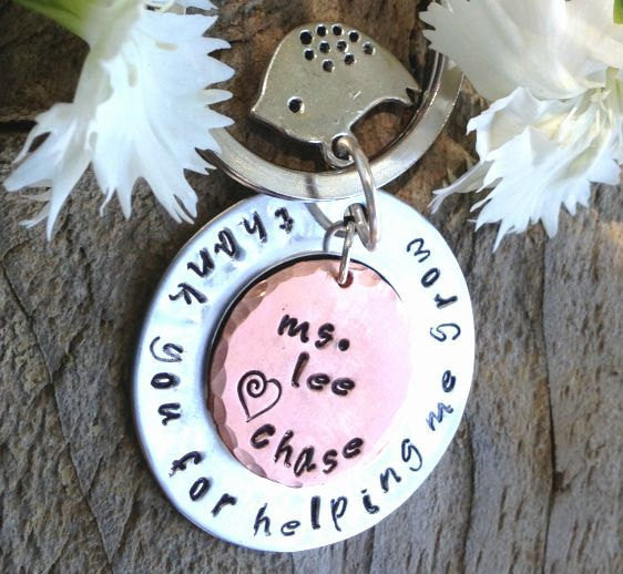 Teacher Gift, teacher gift, teacher appreciation, thank you for helping me grow, teacher key chain, teacher thank you gift - Natashaaloha, jewelry, bracelets, necklace, keychains, fishing lures, gifts for men, charms, personalized,