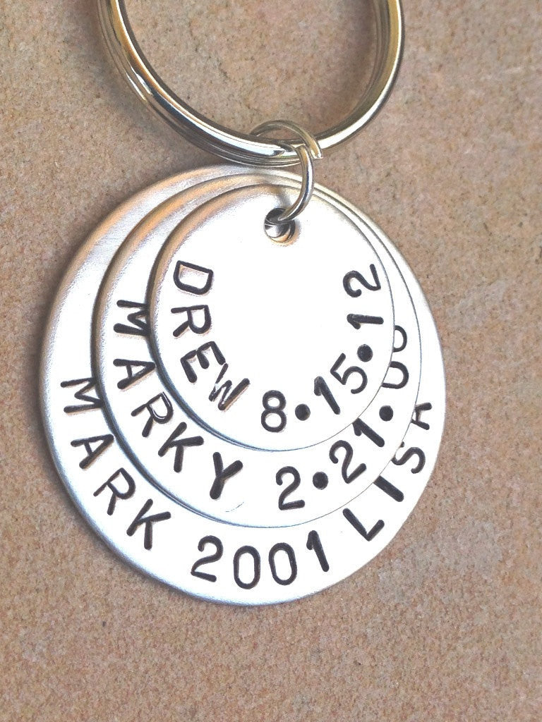 Father Keychain, Hand Stamped Personalized Dad Keychain, Christmas For Dad - Natashaaloha, jewelry, bracelets, necklace, keychains, fishing lures, gifts for men, charms, personalized,