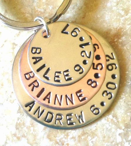 Father Keychain, Hand Stamped Personalized Dad Keychain, Christmas For Dad - Natashaaloha, jewelry, bracelets, necklace, keychains, fishing lures, gifts for men, charms, personalized,