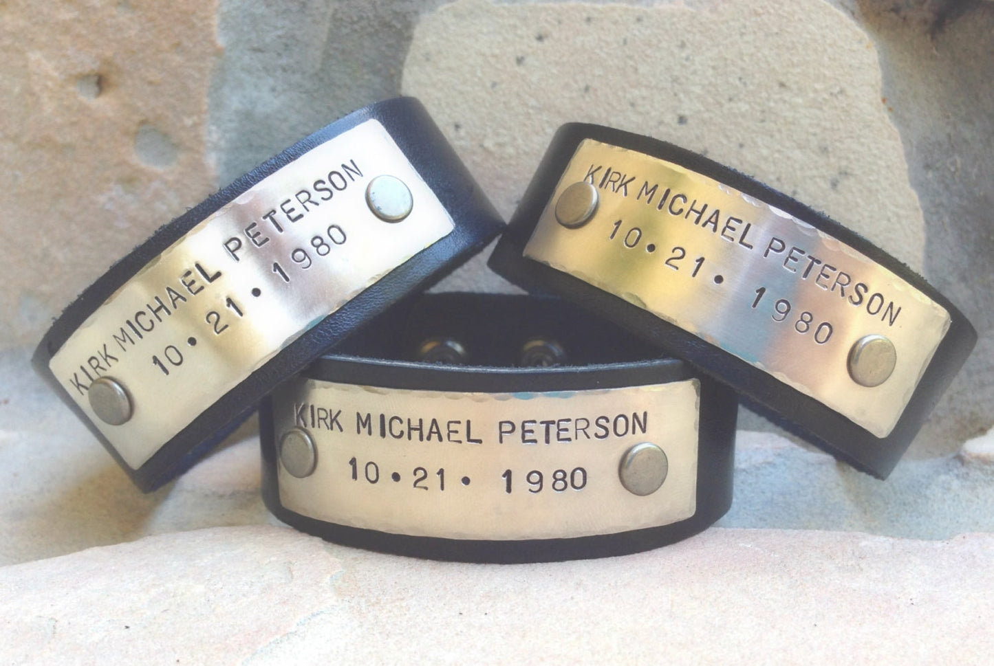 Memorial Bracelet, Custom Leather Memorial Bracelet - Natashaaloha, jewelry, bracelets, necklace, keychains, fishing lures, gifts for men, charms, personalized,