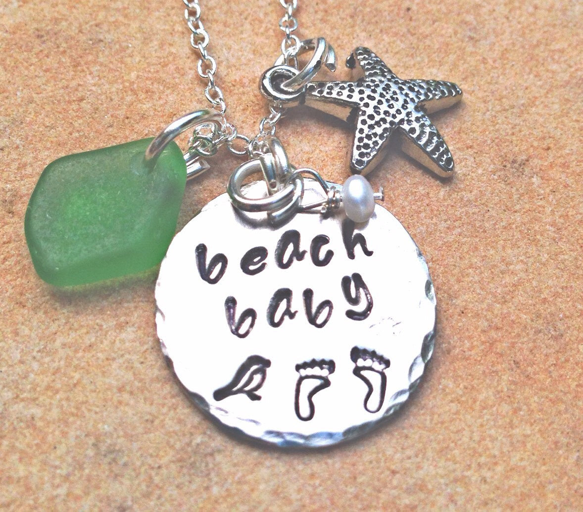 necklace, beach baby,beach girl necklace, beach jewelry, Hawaiian jewelry, starfish necklace, sea glass necklace, personalized gifts, beach - Natashaaloha, jewelry, bracelets, necklace, keychains, fishing lures, gifts for men, charms, personalized,