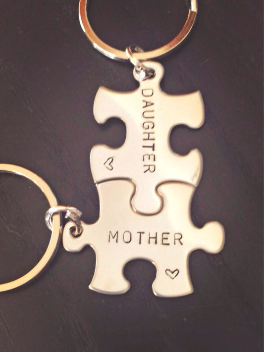 Personalized Puzzle Keychain, Mother Daughter Keychain, Mother Daughter Gifts, Mothers Day, natashaaloha - Natashaaloha, jewelry, bracelets, necklace, keychains, fishing lures, gifts for men, charms, personalized,
