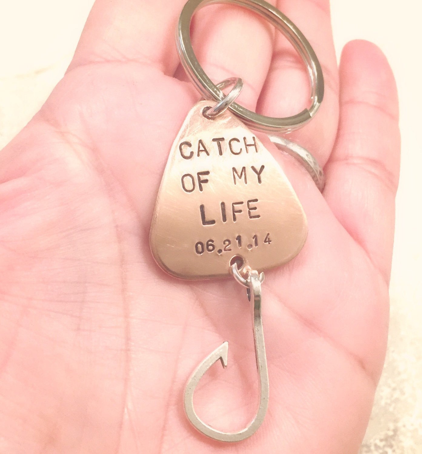Fishing Keychain, Fathers Day Gifts, for Him, Boyfriend Gift, Personalized Fishing Lure, Hand Stamped Fishing Lure,natashaaloha Stainless Steel / Real