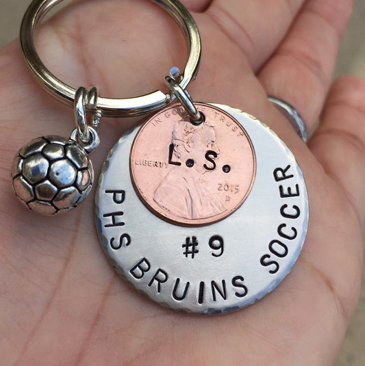 Soccer Gift, Sport Team Gift, High School Sports Keychain, Volleyball Keychain, Personalized High School Sport Keychain, Football - Natashaaloha, jewelry, bracelets, necklace, keychains, fishing lures, gifts for men, charms, personalized,