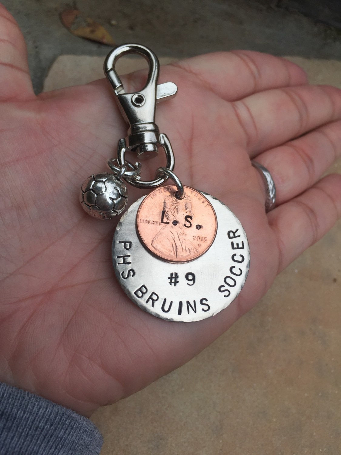 Soccer Keychain, Boyfriend Gift, Personalized Sports Gift, Hand Stamped Keychain,High School Gift, College Gifts, Christmas G - Natashaaloha, jewelry, bracelets, necklace, keychains, fishing lures, gifts for men, charms, personalized,
