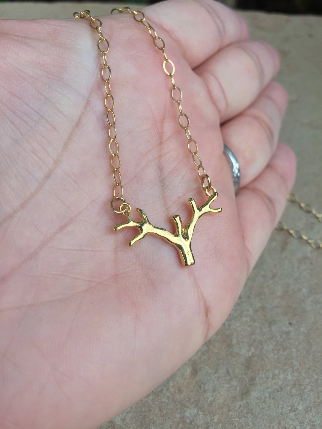 Gold Antler Necklace, Minimal Jewelry, Necklace, Natashaaloha - Natashaaloha, jewelry, bracelets, necklace, keychains, fishing lures, gifts for men, charms, personalized,