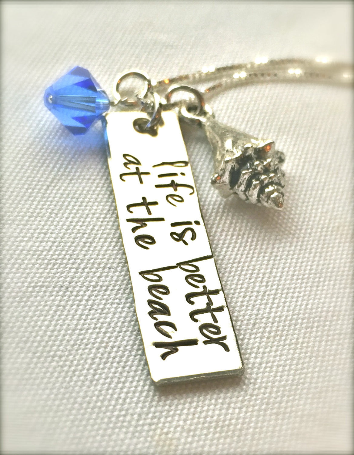 Life Is Better At The Beach Necklace, Mother's Day Gifts, Graduation Gift, Hawaiian Jewelry, Hand Stamped Necklace, Girlfriend, natashaaloha - Natashaaloha, jewelry, bracelets, necklace, keychains, fishing lures, gifts for men, charms, personalized,