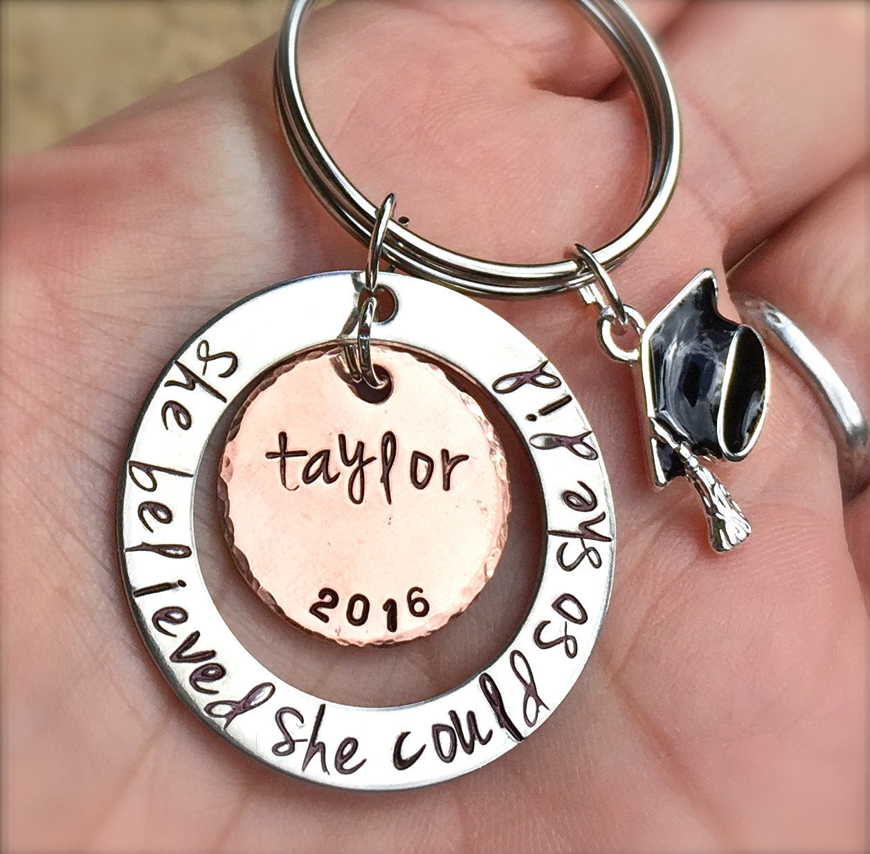 She Believed She Could So She Did, Graduation Gifts 2016 - Natashaaloha, jewelry, bracelets, necklace, keychains, fishing lures, gifts for men, charms, personalized,