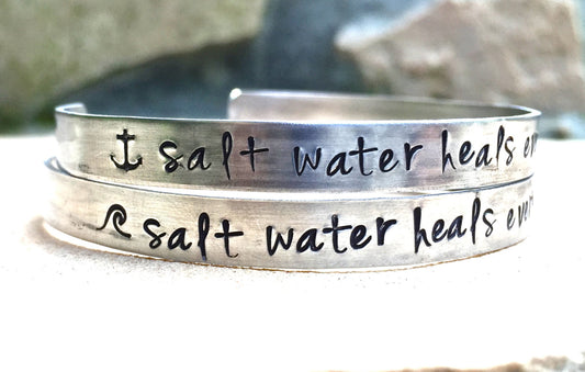 Salt Water Heals Everything Bracelet - Natashaaloha, jewelry, bracelets, necklace, keychains, fishing lures, gifts for men, charms, personalized,