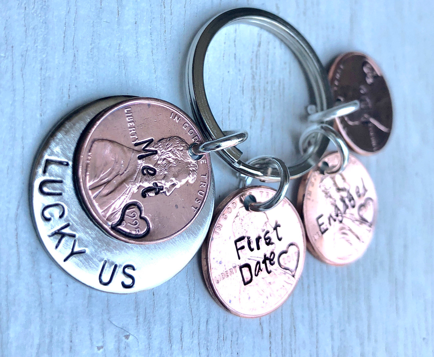 Personalized Penny Keychains - Natashaaloha, jewelry, bracelets, necklace, keychains, fishing lures, gifts for men, charms, personalized,