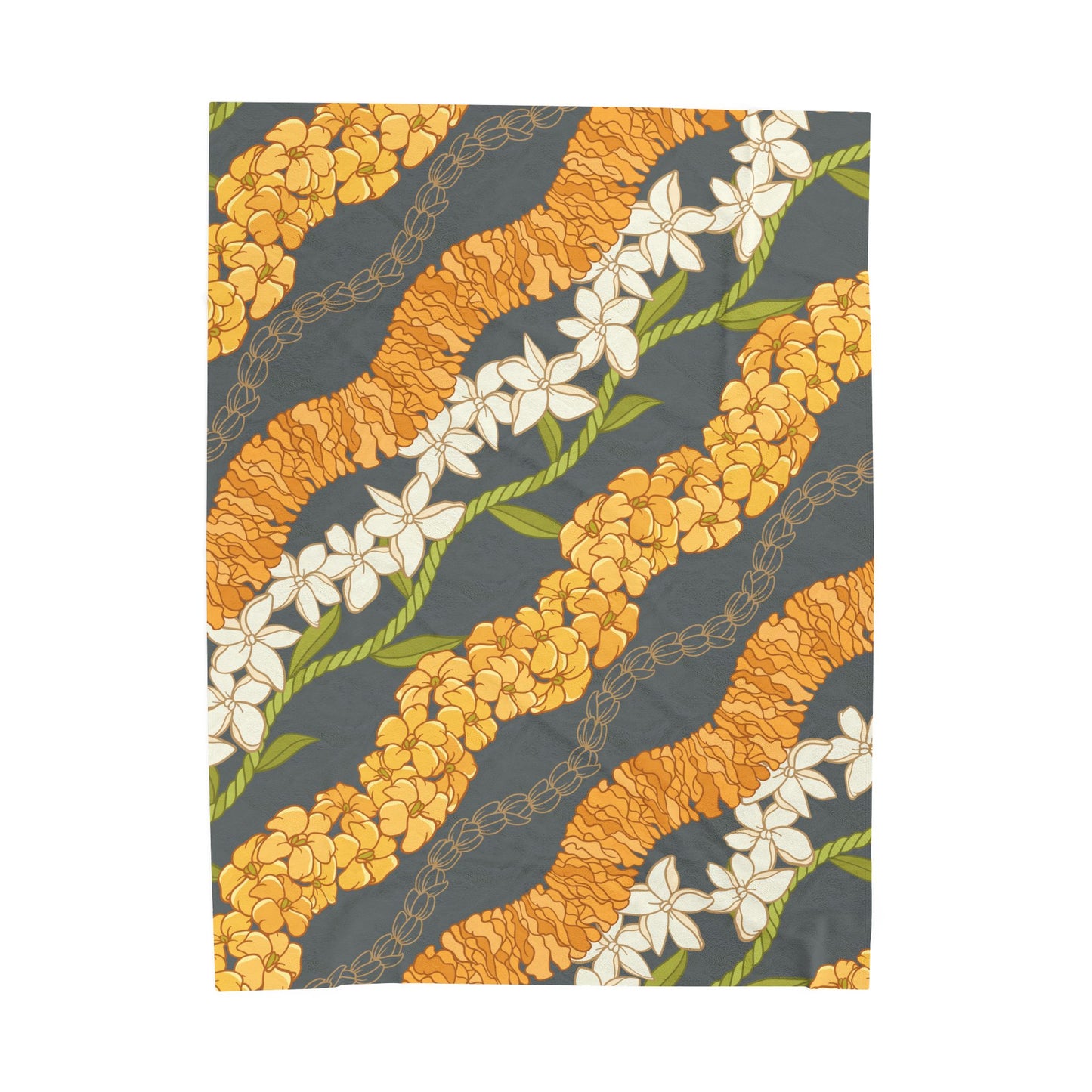 Puakenikeni Hawaiian Lei Blanket - Velveteen Plush Throw, Aloha Collection Warm Blanket, Lei Print Cozy Blanket, Holiday Gift Idea, Tropical