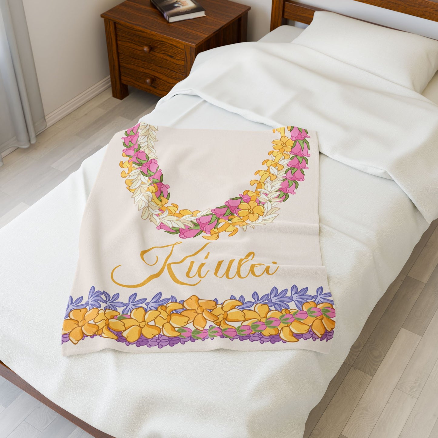 Personalized Puakenikeni Lokelani Hawaiian Lei Blanket
