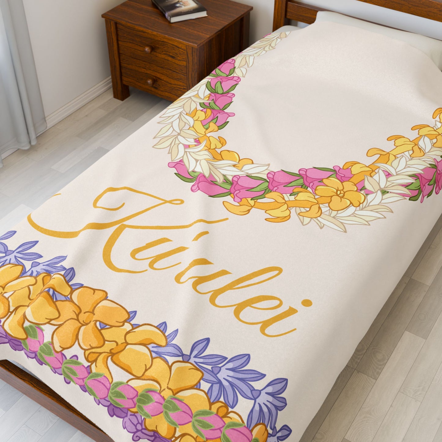 Personalized Puakenikeni Lokelani Hawaiian Lei Blanket