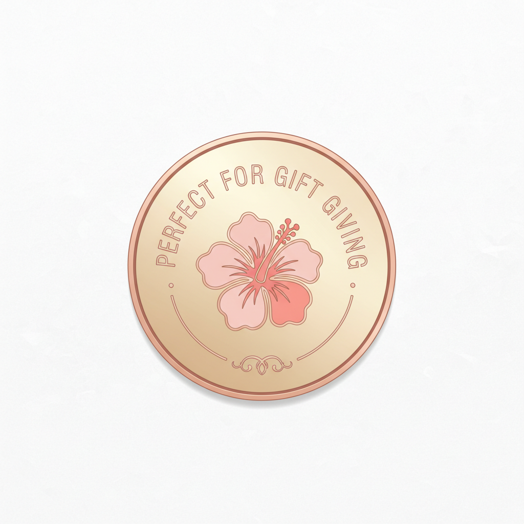 Perfect for Gift Giving Badge with Hibiscus