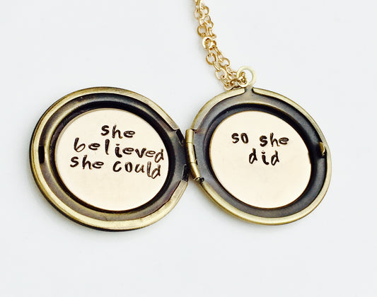 She Believed She Could So She Did Locket - Natashaaloha, jewelry, bracelets, necklace, keychains, fishing lures, gifts for men, charms, personalized,