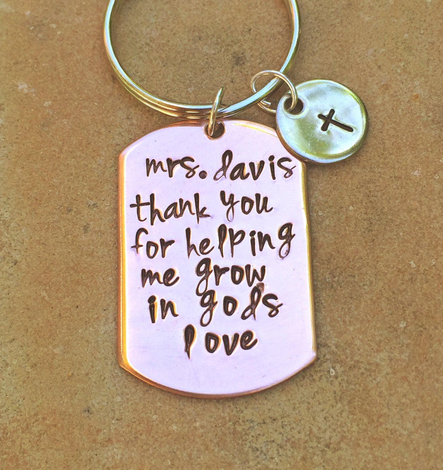 Thank You For Helping Me Grow In God's Love Keychain, Teacher Gift - Natashaaloha, jewelry, bracelets, necklace, keychains, fishing lures, gifts for men, charms, personalized, 