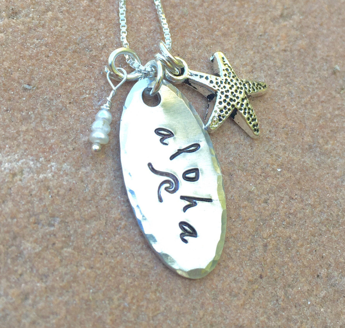 Aloha Necklace, Wave Necklace, Hawaii Necklace, Hawaiian necklace - Natashaaloha, jewelry, bracelets, necklace, keychains, fishing lures, gifts for men, charms, personalized, 