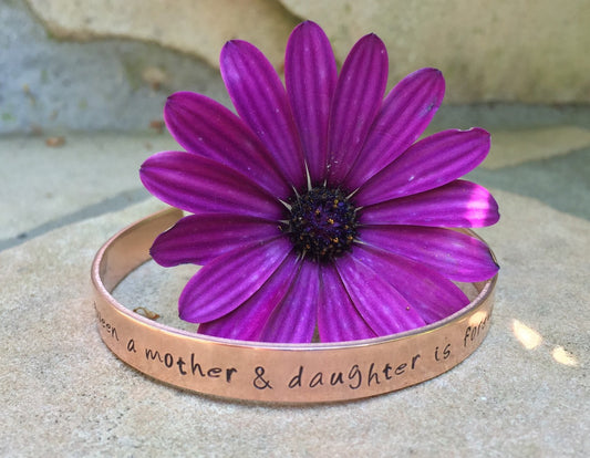 Mother Daughter Bracelet, Mother Daughter Jewelry, The Love Between A Mother And Daughter Is Forever, Personalized Cuff, Hand Stamped Cuff - Natashaaloha, jewelry, bracelets, necklace, keychains, fishing lures, gifts for men, charms, personalized,