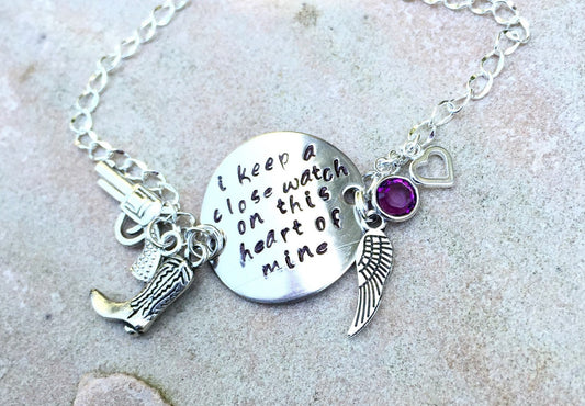 Johnny Cash,I Keep A Close Watch On This Heart Of Mine Bracelet,Close Watch, This Heart of Mine, Johny Cash, Walk the Line - Natashaaloha, jewelry, bracelets, necklace, keychains, fishing lures, gifts for men, charms, personalized,