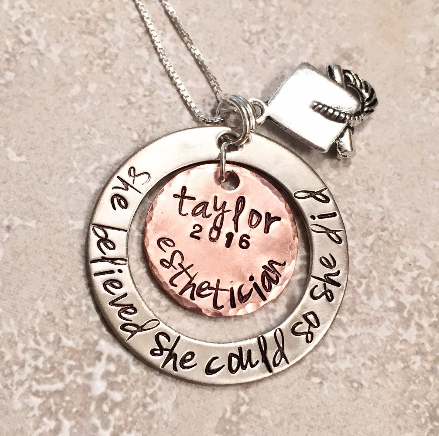 Personalized Graduation Necklace, High School Graduation Gift, College Graduation Gift, Graduation Necklace, natashaaloha - Natashaaloha, jewelry, bracelets, necklace, keychains, fishing lures, gifts for men, charms, personalized, 