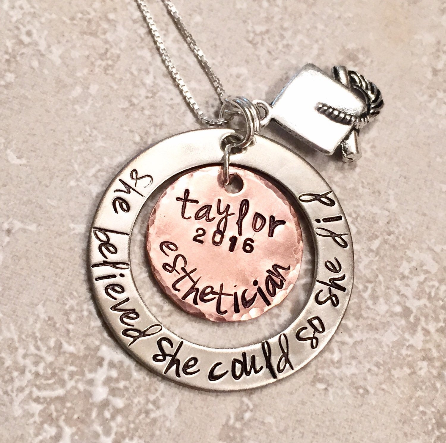 Personalized Graduation Necklace, High School Graduation Gift, College Graduation Gift, Graduation Necklace, natashaaloha - Natashaaloha, jewelry, bracelets, necklace, keychains, fishing lures, gifts for men, charms, personalized, 