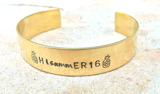 Hawaiian Jewelry, Hawaiian Cuff, Custom Cuff, Personalized Bracelets, Pineapple Bracelet, Hand Stamped Bracelet, natashaaloha, Hawaii - Natashaaloha, jewelry, bracelets, necklace, keychains, fishing lures, gifts for men, charms, personalized,