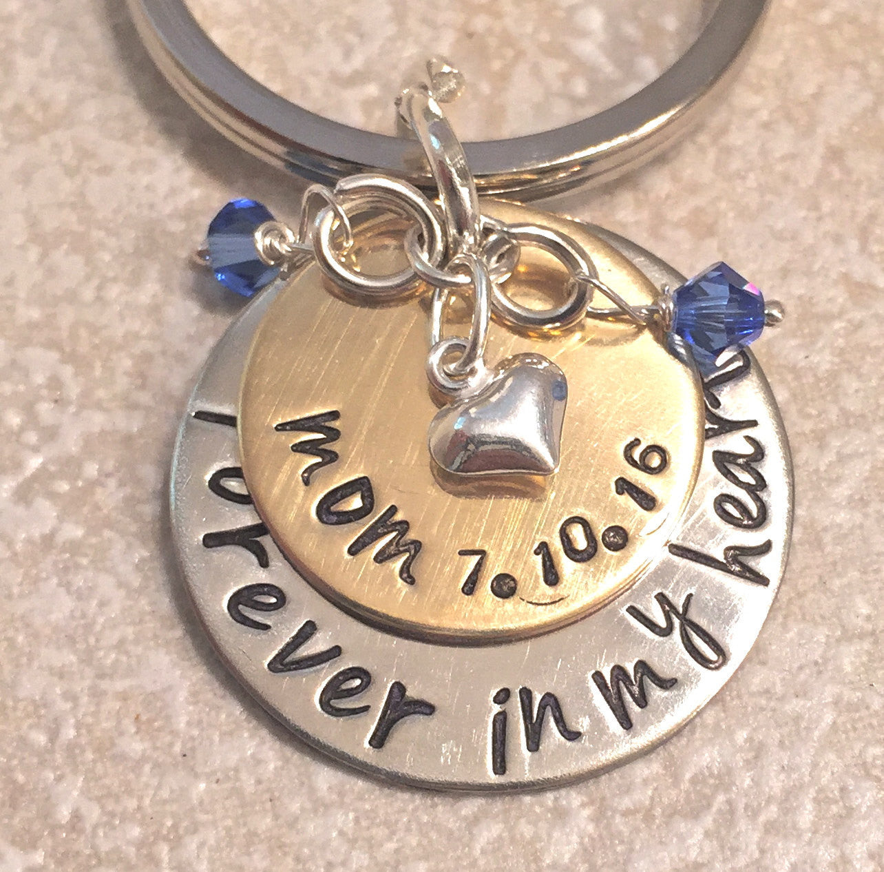 Memorial Keychain, Forever In My Heart, Loss Of Loved One, Loss of Mom, Loss of Dad, Memorial Gift, natashaaloha - Natashaaloha, jewelry, bracelets, necklace, keychains, fishing lures, gifts for men, charms, personalized, 