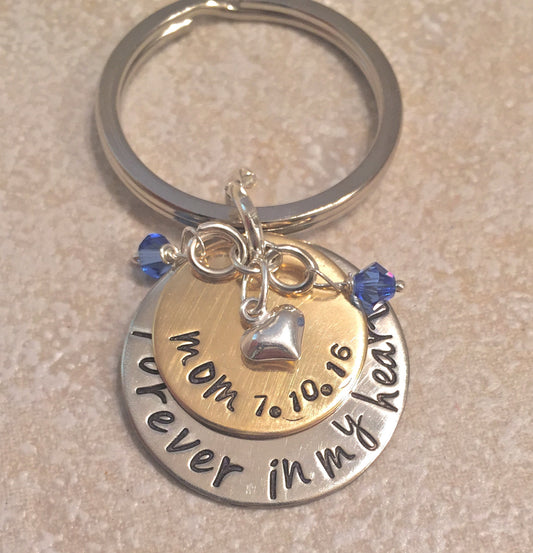 Memorial Keychain, Forever In My Heart, Loss Of Loved One, Loss of Mom, Loss of Dad, Memorial Gift, natashaaloha - Natashaaloha, jewelry, bracelets, necklace, keychains, fishing lures, gifts for men, charms, personalized,