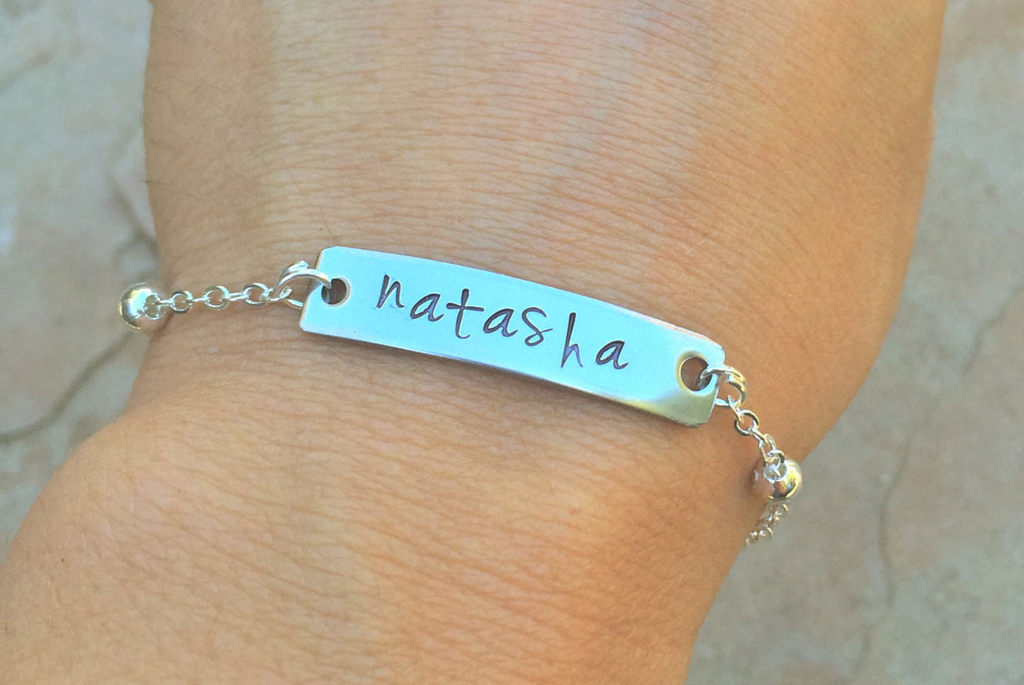 Monogram Bracelet, Name Bracelet, Bar Bracelet, Personalized Hand Stamped Bracelet, Monogram, natashaaloha - Natashaaloha, jewelry, bracelets, necklace, keychains, fishing lures, gifts for men, charms, personalized, 