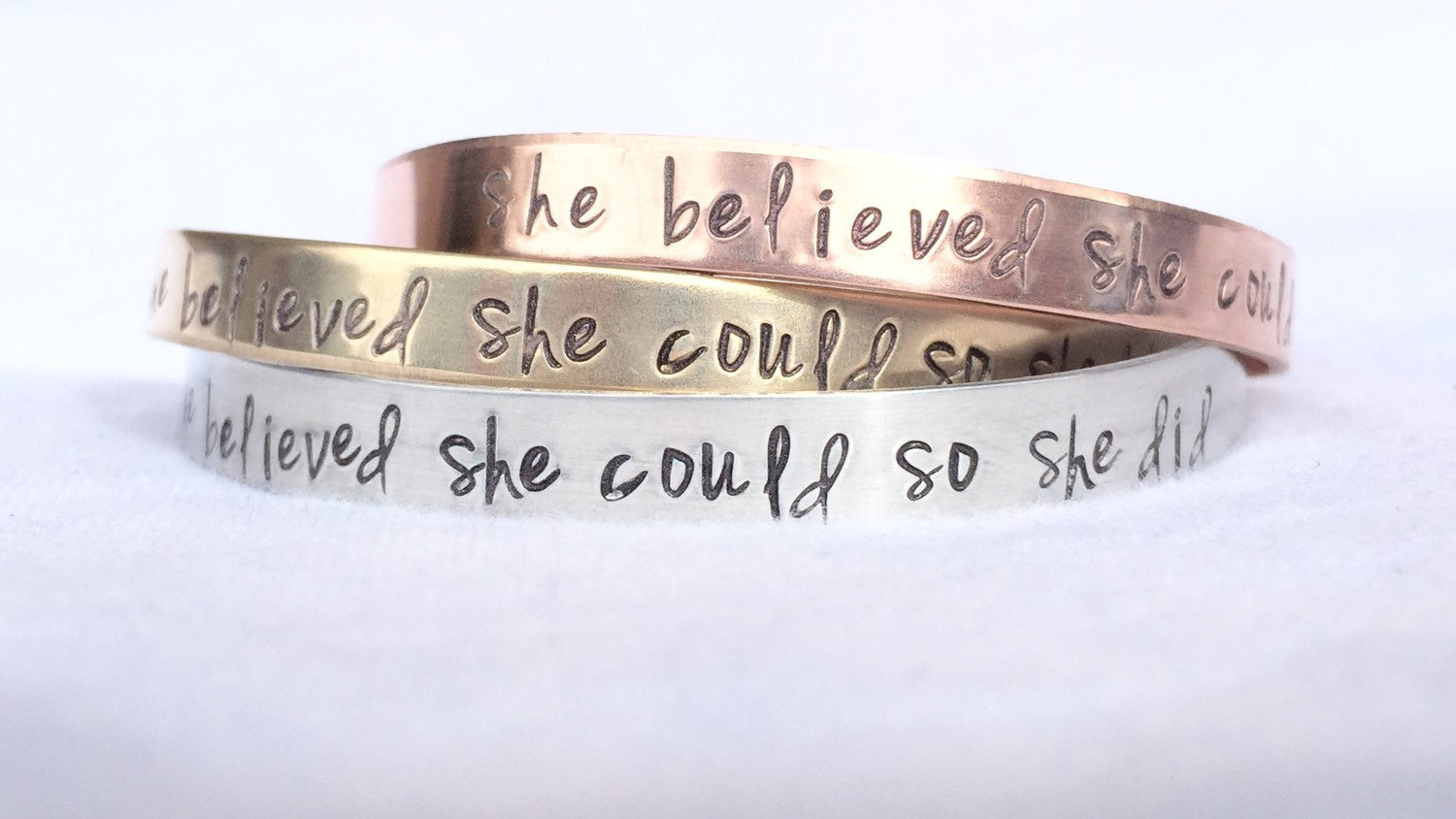 She Believed She Could So She Did Bracelet, Graduation 2016, Gifts for Graduation, Personalized Cuff, natashaaloha - Natashaaloha, jewelry, bracelets, necklace, keychains, fishing lures, gifts for men, charms, personalized, 