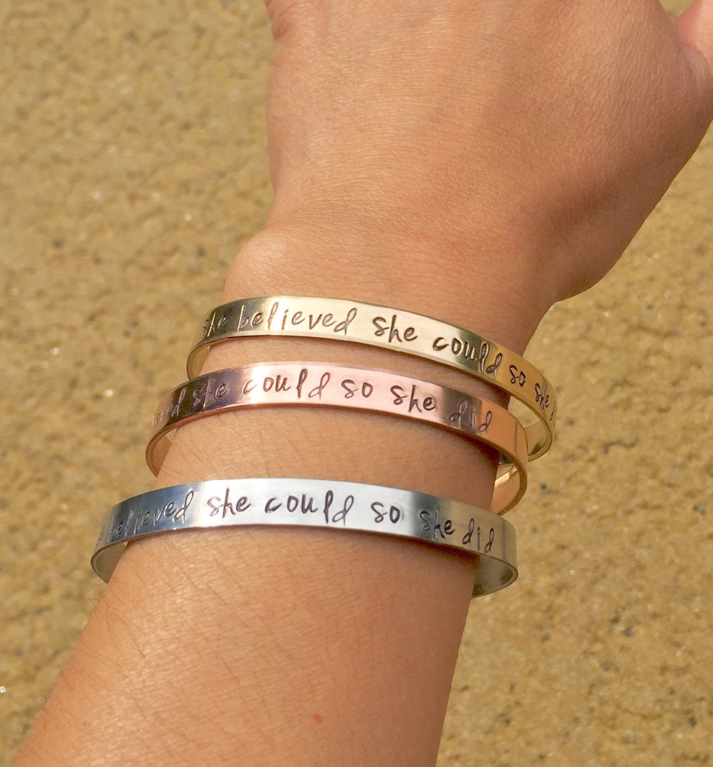 She Believed She Could So She Did Bracelet, Graduation 2016, Gifts for Graduation, Personalized Cuff, natashaaloha - Natashaaloha, jewelry, bracelets, necklace, keychains, fishing lures, gifts for men, charms, personalized, 