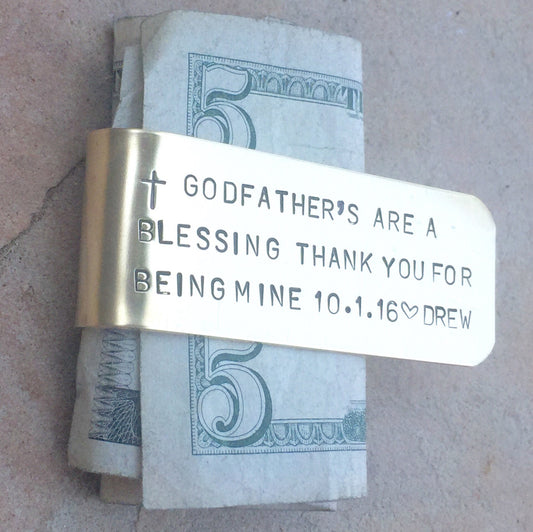 Godfather Money Clip, Personalized - Natashaaloha, jewelry, bracelets, necklace, keychains, fishing lures, gifts for men, charms, personalized, 