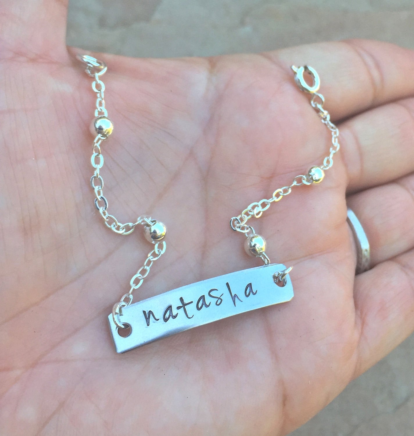 Monogram Bracelet, Name Bracelet, Bar Bracelet, Personalized Hand Stamped Bracelet, Monogram, natashaaloha - Natashaaloha, jewelry, bracelets, necklace, keychains, fishing lures, gifts for men, charms, personalized, 