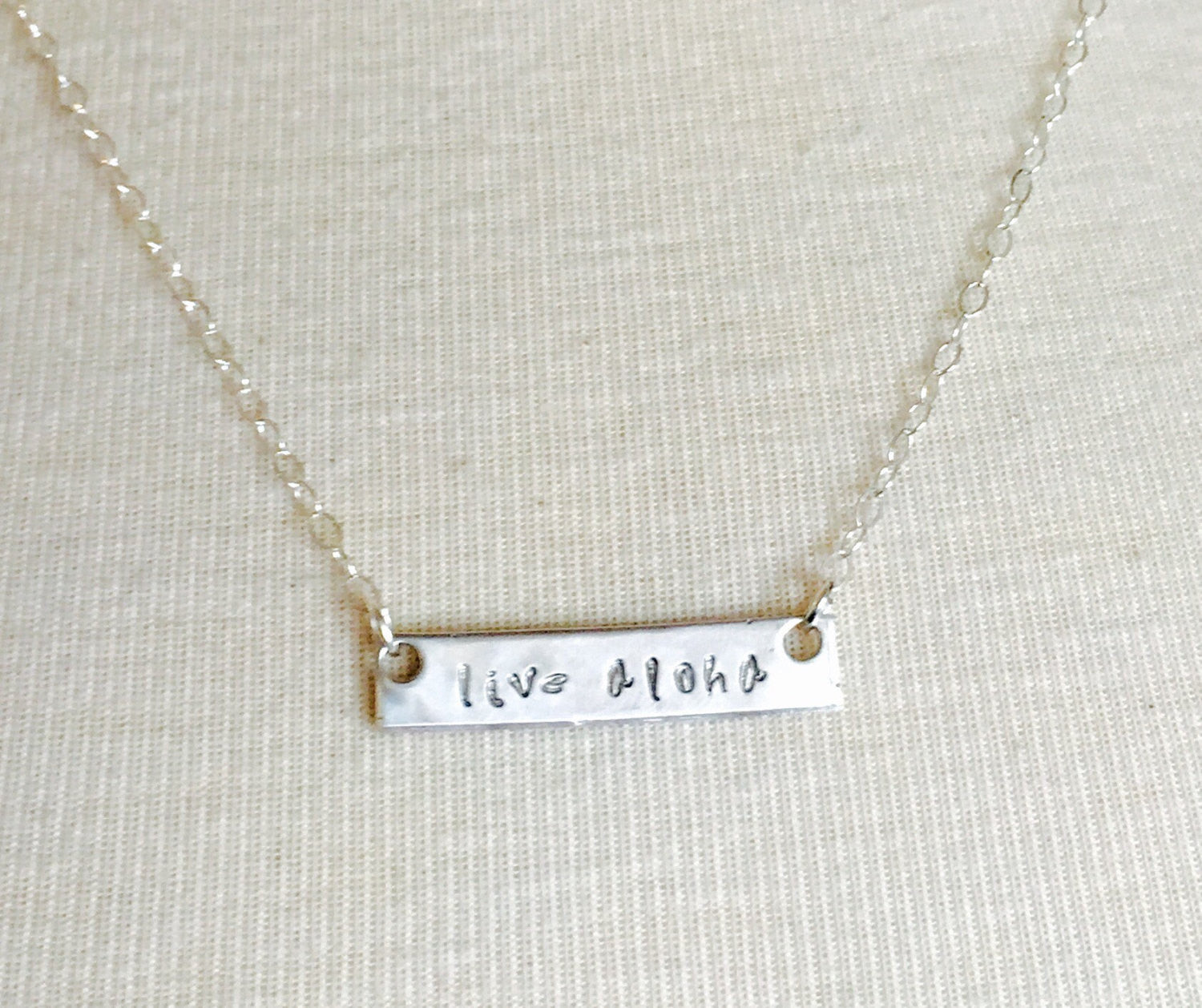 Live Aloha Necklace, Sterling Bar Necklace, Name Necklace, Monogram Necklace, Mothers Day Necklace - Natashaaloha, jewelry, bracelets, necklace, keychains, fishing lures, gifts for men, charms, personalized, 