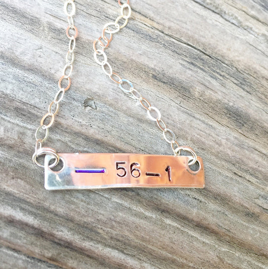 Thin Blue Line Personalized Bar Necklace, Police Necklace - Natashaaloha, jewelry, bracelets, necklace, keychains, fishing lures, gifts for men, charms, personalized,
