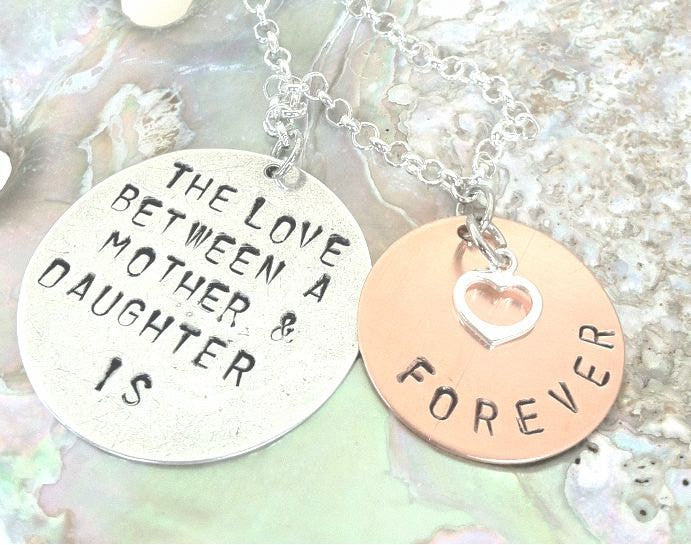 mother daughter, mother daughter necklace, mom, personalized jewelry, the love between a mother and daughter is forever, gifts for mom - Natashaaloha, jewelry, bracelets, necklace, keychains, fishing lures, gifts for men, charms, personalized, 