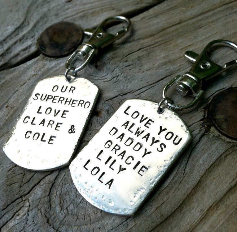 Personalized Keychain Hand Stamped, Gifts For Dad, Father Keychain, Message Keychain, Hand Stamped Keychain, Personalized Keychain - Natashaaloha, jewelry, bracelets, necklace, keychains, fishing lures, gifts for men, charms, personalized, 