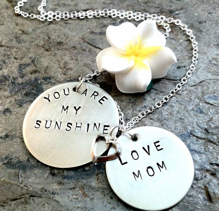 You Are My Sunshine, Valentine Gifts,Mother Daughter Jewelry, Mother Daughter Necklace, Mothers Day Gifts, Gifts for Mom 20 / Copper Discs