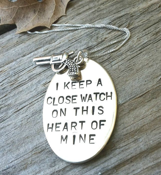 Mother's Day Necklace, i keep a close watch on this heart of mine, johnny cash necklace, johnny cash, necklace, Mothers Day, keep a close - Natashaaloha, jewelry, bracelets, necklace, keychains, fishing lures, gifts for men, charms, personalized,
