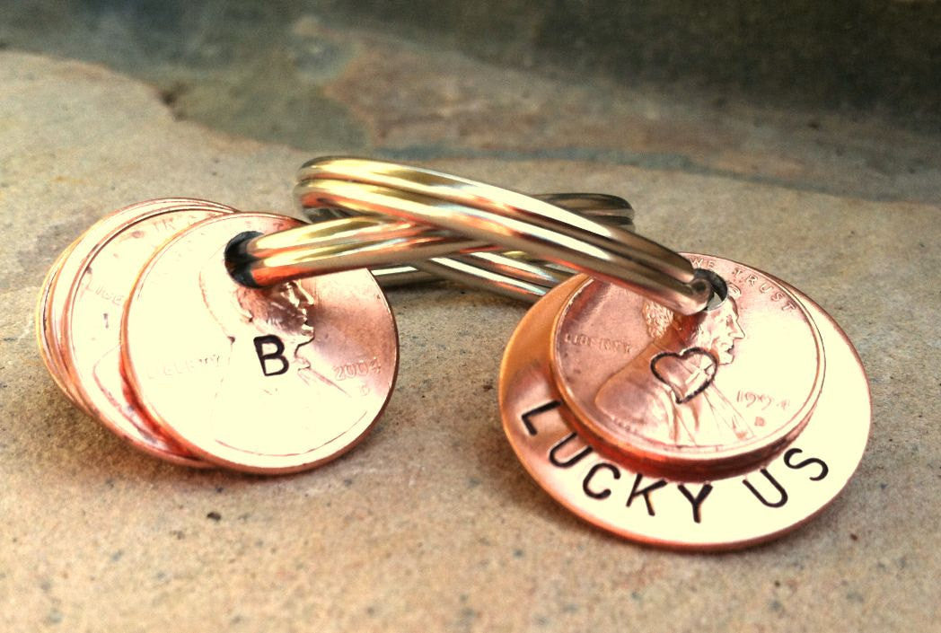 Penny Keychain, Gifts for Him, Gifts For Her, Personalized Keychain, Boyfriend Gift, Girlfriend Gift, Penny Keychain, natashaaloha - Natashaaloha, jewelry, bracelets, necklace, keychains, fishing lures, gifts for men, charms, personalized, 